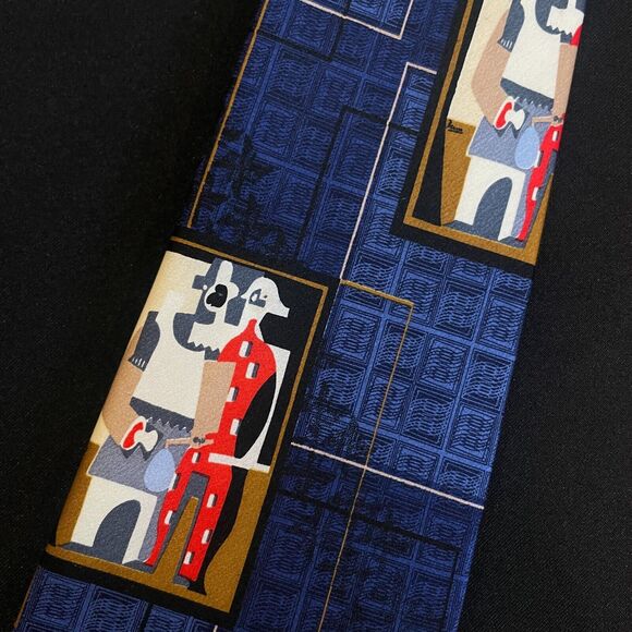 ~ ~100% Silk Handmade Picasso "Pierrot et Arlequin" Mark A. Gough Neck Tie Rare - Picture 12 of 16